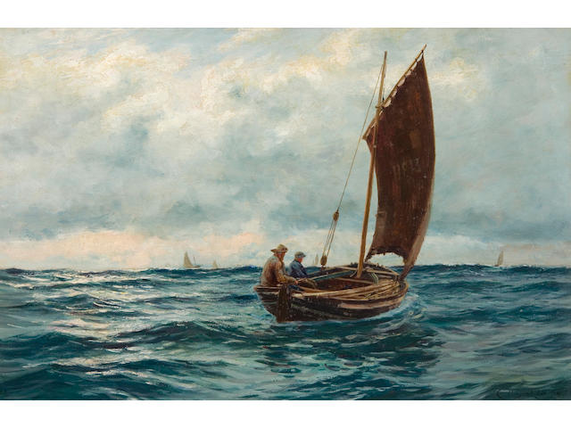 Charles Napier Hemy (British, 1841-1917) Fishing boat off the coast of Banff