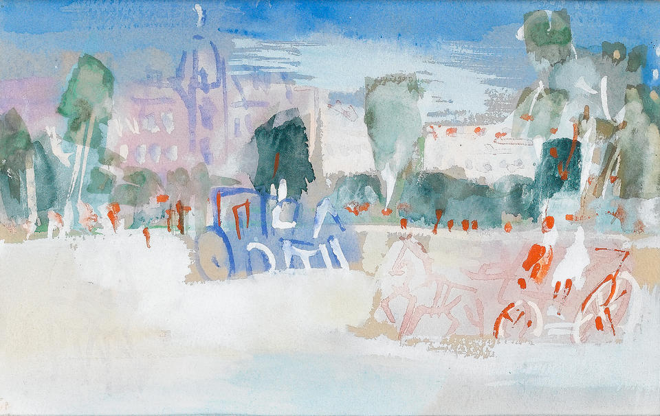 Jean Dufy (French, 1888-1964) La Fontaine 12.5 x 19.5 cm (4 7/8 x 7 3/4 in)