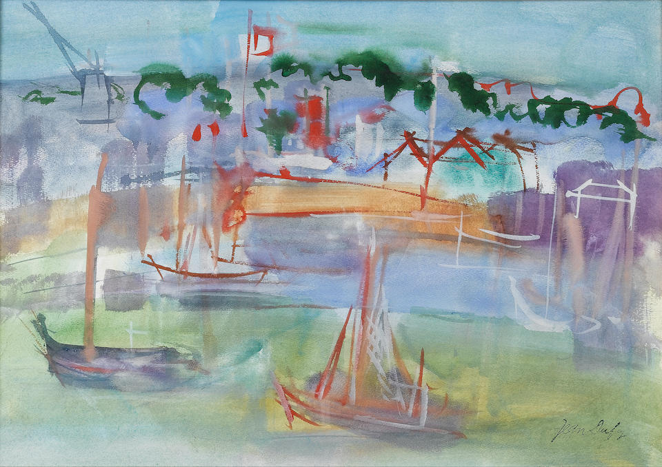 Jean Dufy (French, 1888-1964) Le Port de Rouen 33 x 50 cm (13 x 19 3/4 in)