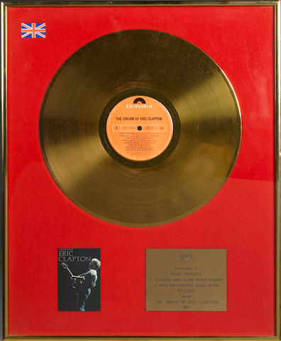 A BPI Gold award for the album 'The Cream Of Eric Clapton', 1988,