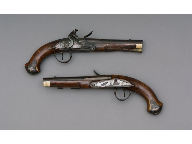 A Pair of Continental Flintlock Holster Pistols