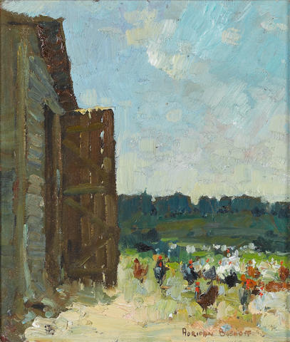 Adriaan Hendrik Boshoff (South African, born 1935) The barn door 35.5 x 30.5 cm. (14 x 12 in.)