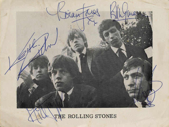 A signed Rolling Stones publicity card,