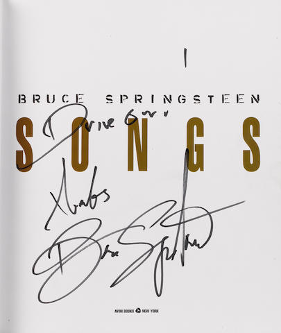 An autographed copy of 'Bruce Springsteen Songs',