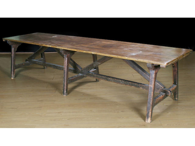 A 19th Century oak and pine trestle table