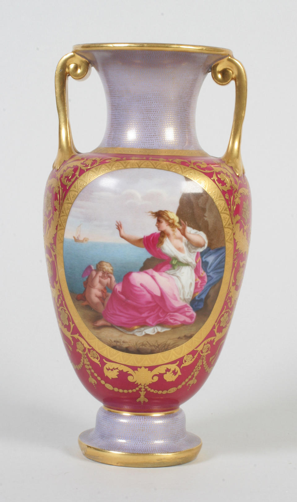 A Vienna style twin handled vase