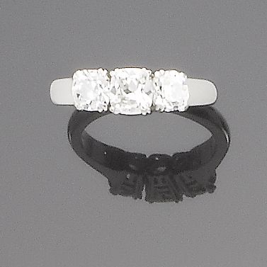 A diamond three-stone ring