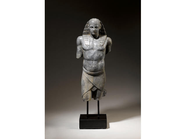 A bardiglio marble Egyptian male figure of AntinousCirca 1900