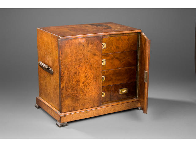 A Victorian burr walnut veneered cigar cabinet,