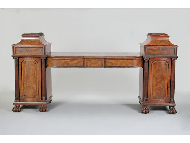 A Regency Irish mahogany and crossbanded sideboard