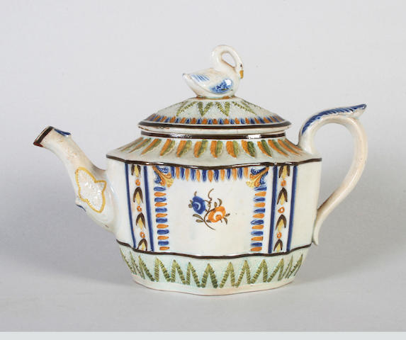 A Pratt Ware teapot and cover Late 18th Century