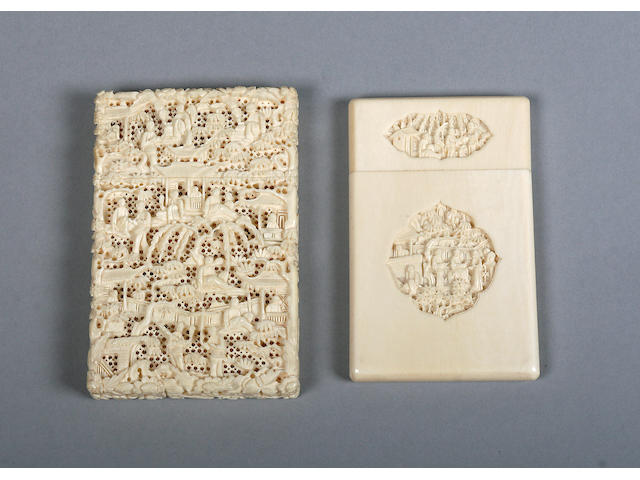 A late 19th century Chinese carved ivory card case