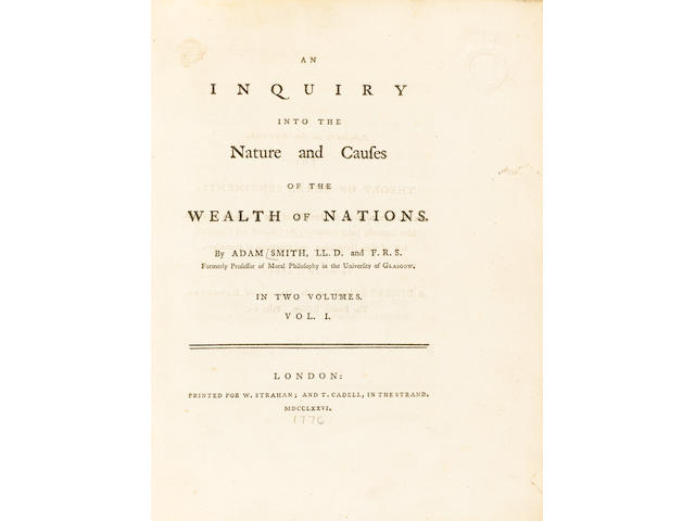 SMITH (ADAM) An Inquiry into the Nature and Causes of the Wealth of Nations, 2 vol.
