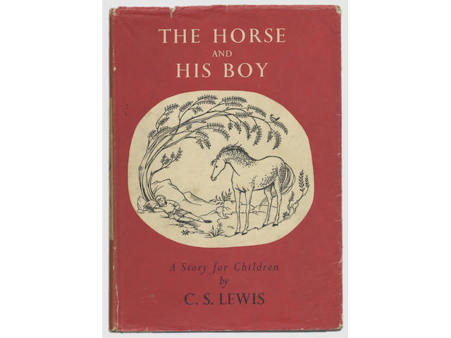 LEWIS (C.S.) [The Chronicles of Narnia] The Lion, The Witch and The Wardrobe, spine spotted and faded, 1950; Prince Caspian, dust-jacket (torn along spine with loss, frayed), [1951]; The Voyage of the Dawn Treader, (dust-jacket torn along spine with loss, worn), [1952]; The Silver Chair, [1953]; The Horse and the Boy, (dust-jacket worn at head and tail of sspine) [1954]; The Magician's Nephew, (dust-jacket worn at head and tail of spine), 1955; The Last Battle, (dust-jacket lightly spotted), 1956