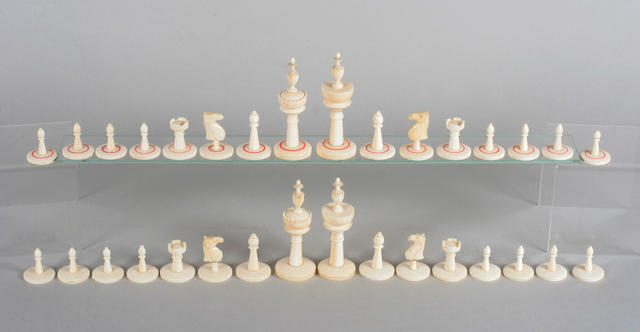 An early 20th century Indian ivory chess set