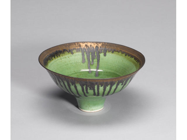 Dame Lucie Rie a footed Bowl, circa 1978 Diameter 22.5cm (8 7/8in.)