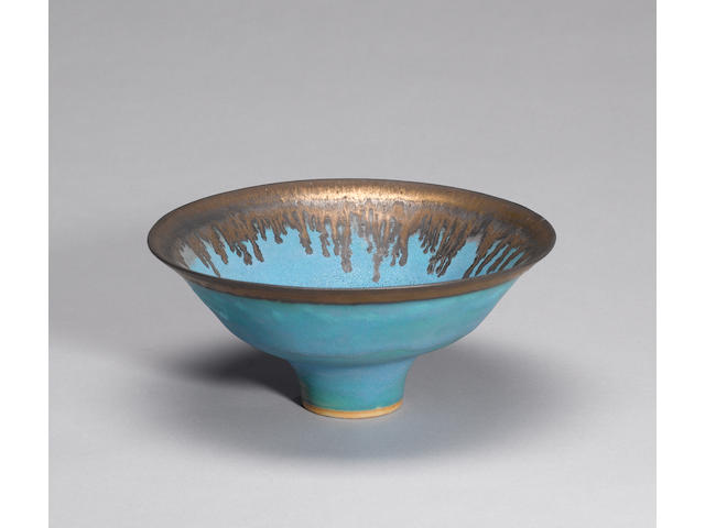 Dame Lucie Rie a footed Bowl, circa 1980 Diameter 23cm (9in.)