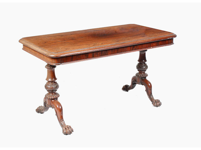 An early Victorian rosewood library table,