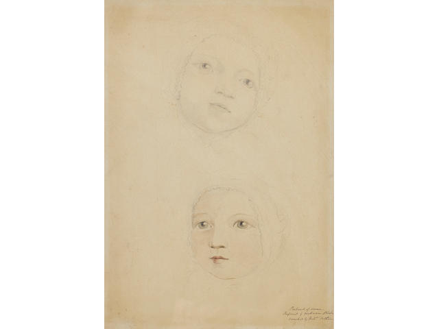 William Blake (British, 1757-1827) Two studies of a baby's head, possibly a member of the Linnell family