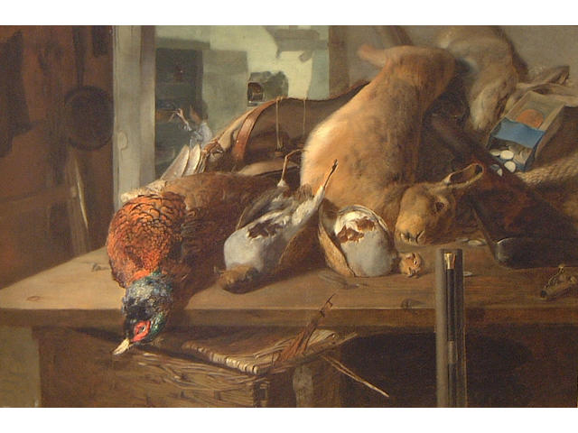 Attributed to Edward Robert Smythe (British, 1810-1899) A mixed bag, pheasant, rabbit and partridge on a table
