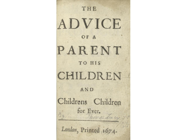 LUCY (THOMAS) The Advice of a Parent to his Children and Childrens Children for Ever