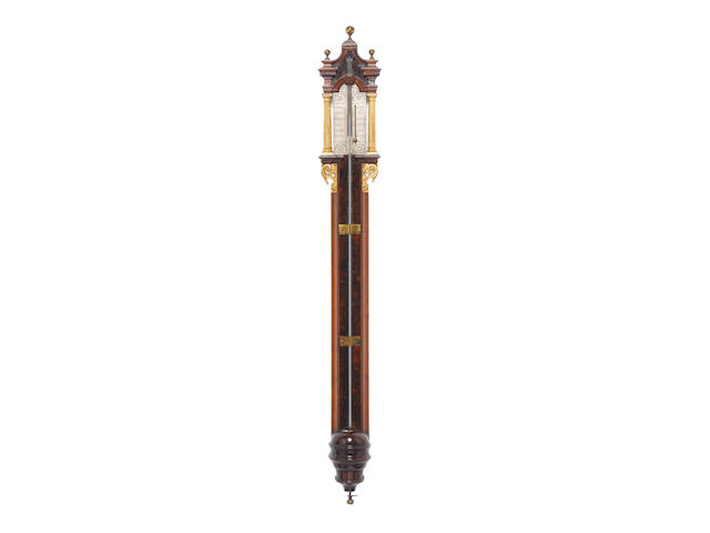 A rare and historically important early 18th century 'mulberry' and walnut stick barometer Daniel Delander, Londini Fecit