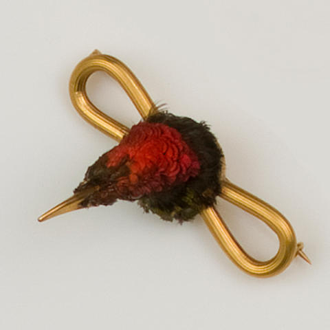 A hummingbird head brooch