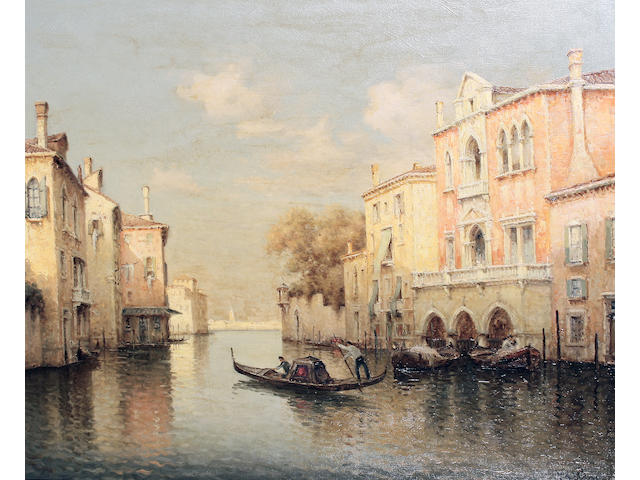 Vallin  (Hugo Golli) (Italian, b.1921) A Venetian canal