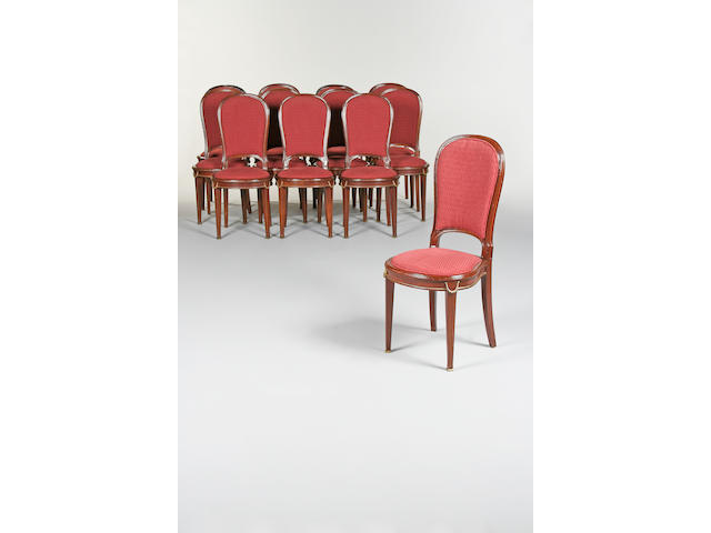 A set of ten late 19th/early 20th century dining chairs by Haentges Fr&#232;res, Paris