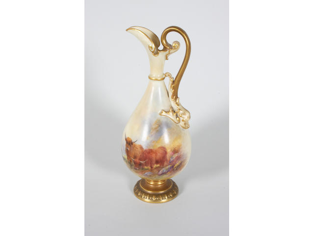 A Royal Worcester ewer by Harry Stinton Dated 1913