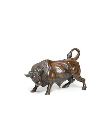 Flemish, 17th century A patinated bronze figure of a bull about to charge