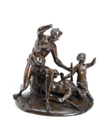 Paduan, 18th century  A bronze group of &#147;Intellect carving Truth&#148; by Francesco Bertos (1678-1741),
