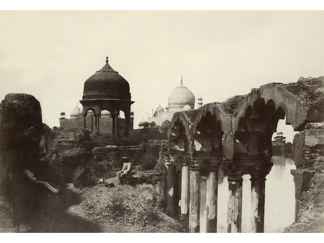AGRA  The Taj Mahal from the east with ruins in the foreground, c.1858-1862