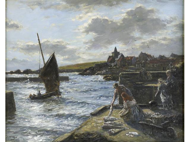 John McGhie (British, 1867-1952) Fishing fleet returning, St Monance