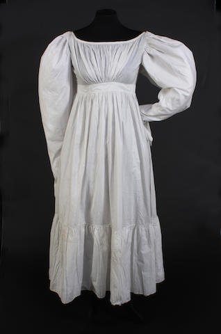 An early 19th century white cotton dress