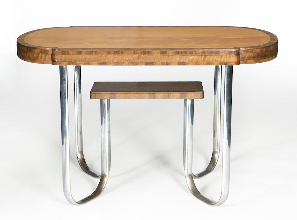 A walnut and sycamore table Ambrose heal, circa 1935.