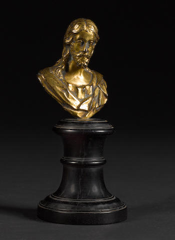 Roman, early 17th century A small gilt bronze bust of Christ
