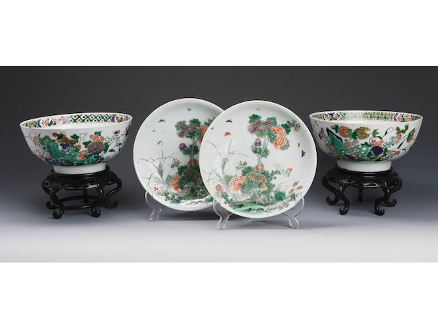 A pair of famille verte dishes 18th century
