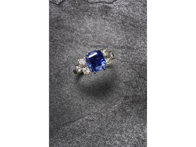 An early 20th century sapphire and diamond ring