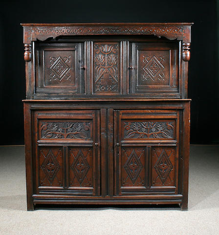 An oak court cupboard, late 17th Century Possibly Yorkshire