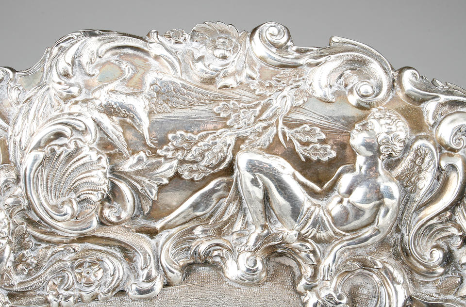 A George IV cast rim silver salver presented to the trainer of 'Feu de Joie' the 1862 Oaks Winner