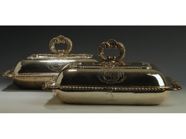 A pair of silver entree dishes, Benjamin Smith, London 1808  (4)