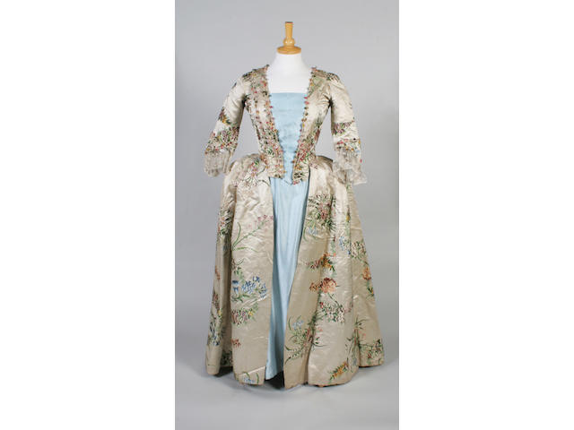 An 18th century English floral open robe