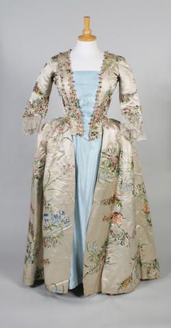 An 18th century English floral open robe