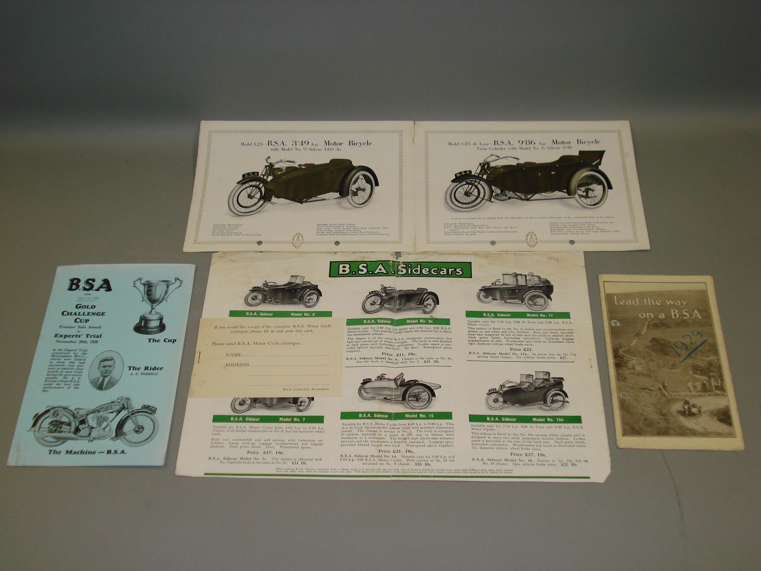 BSA sales brochures dating from the 1920s,