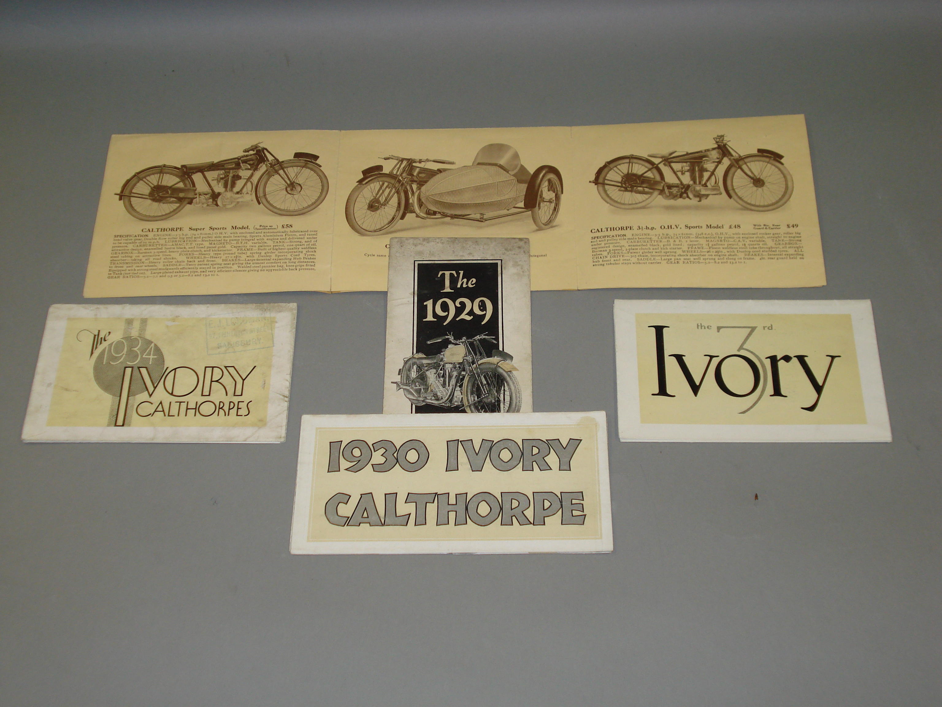 Calthorpe sales brochures from the 1920s and '30s,