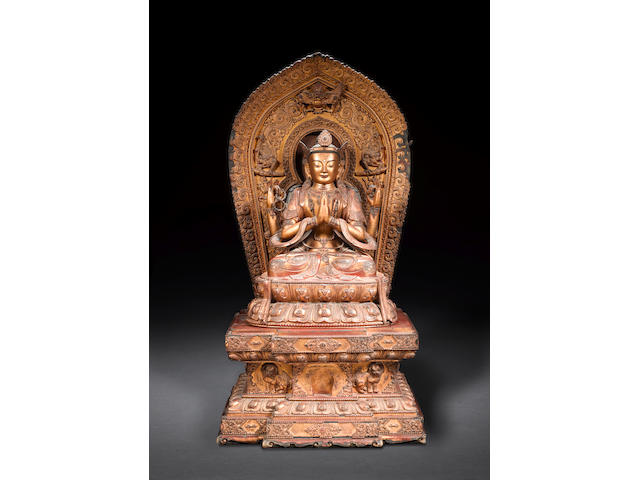 A fine large gilt-lacquer wood figure of Sadaksari 17th/18th century