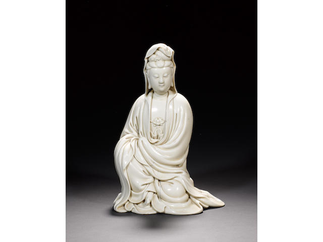 A Blanc-de-Chine figure of The Bodhisattva, Guanyin;