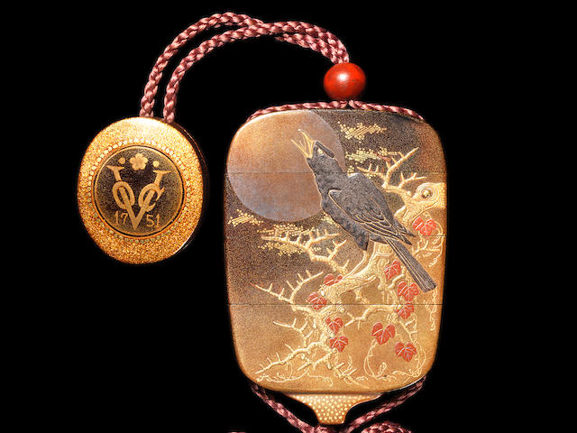A gold lacquer three-case inro By Denbu, 19th century