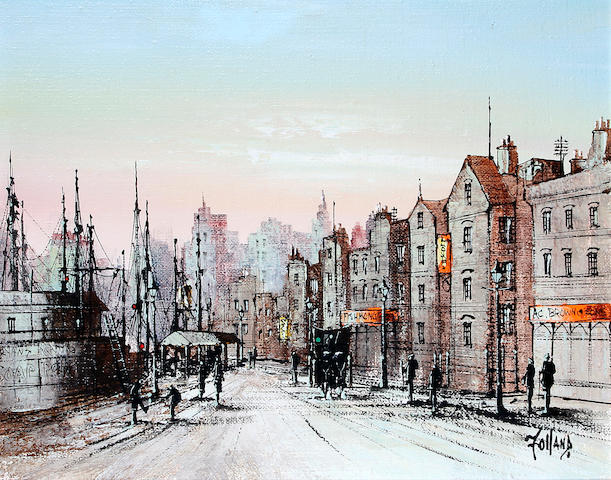 Ronald N. Folland (British, 1932-1999) Dockside street,